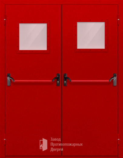 Фото двери «Двупольная со стеклопакетом и антипаникой (красная)» в Дмитрову