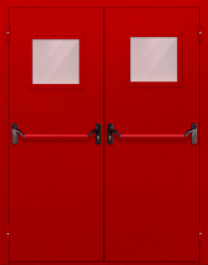 Фото двери «Двупольная со стеклопакетом и антипаникой (красная)» в Дмитрову