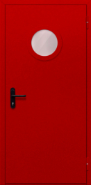 Фото двери «Однопольная с круглым стеклом (красная)» в Дмитрову
