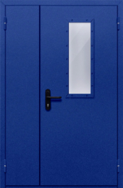 Фото двери «Полуторная со стеклом (синяя)» в Дмитрову