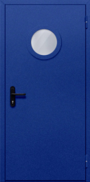 Фото двери «Однопольная с круглым стеклом (синяя)» в Дмитрову