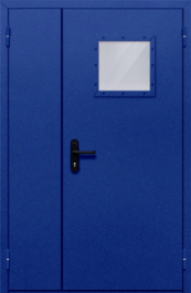 Фото двери «Полуторная со стеклопакетом (синяя)» в Дмитрову